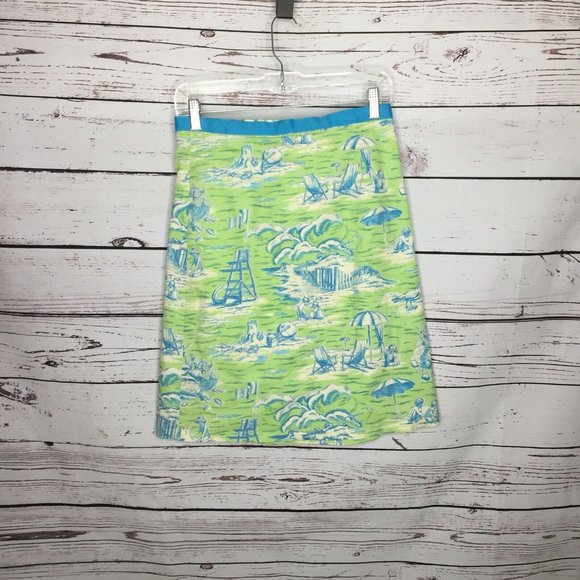 CWD Kids Girls 10 Green Blue Skirt Wrap Bow Tie Ocean Tropical Nautical Beach I2 - Picture 3 of 4